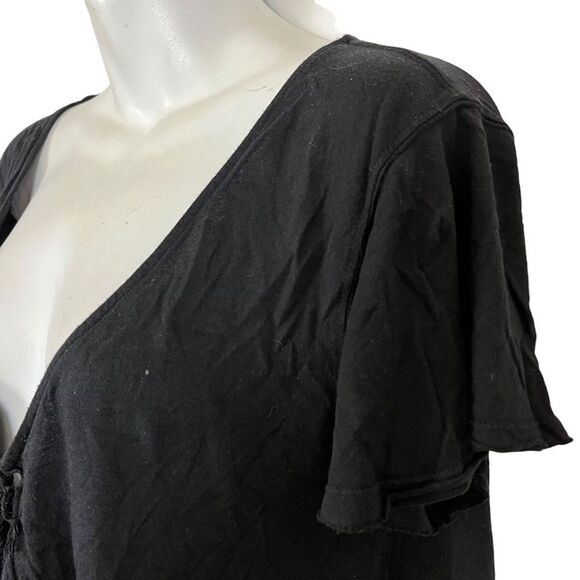 WE THE FREE People Black Burnout Fairy Front Tie Top Cardigan Whimsigoth sz XS - Picture 8 of 16
